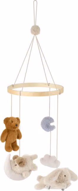 Liewood Meli Baby Decoration Mobile in Mist with Animal, Cloud and Moon Motifs