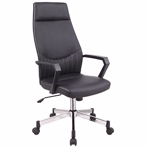 Alphason Brooklyn Black Faux Leather High Back Executive Chair, D/W/H: 56 x 60 x 122 cm