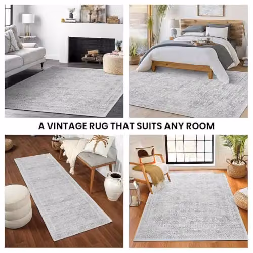 Livabliss Roma Vintage Boho Oriental Rug in Grey and Blue, W/D/H: 70 x 220 cm – 4