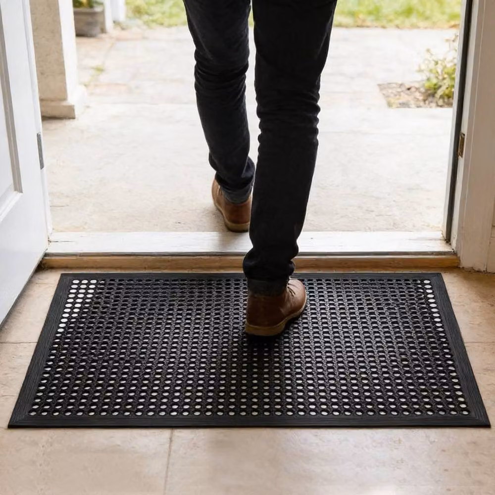 EONLION Black Non-Slip Rubber Ring Entrance Mat, W: 60 cm, D: 90 cm – 3