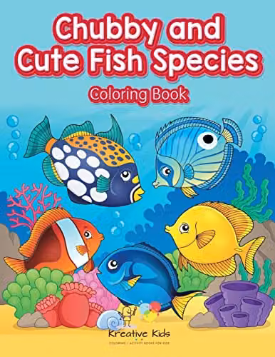 Kreative Kids Chubby and Cute Fish Species Colouring Book for Children, Multicolour