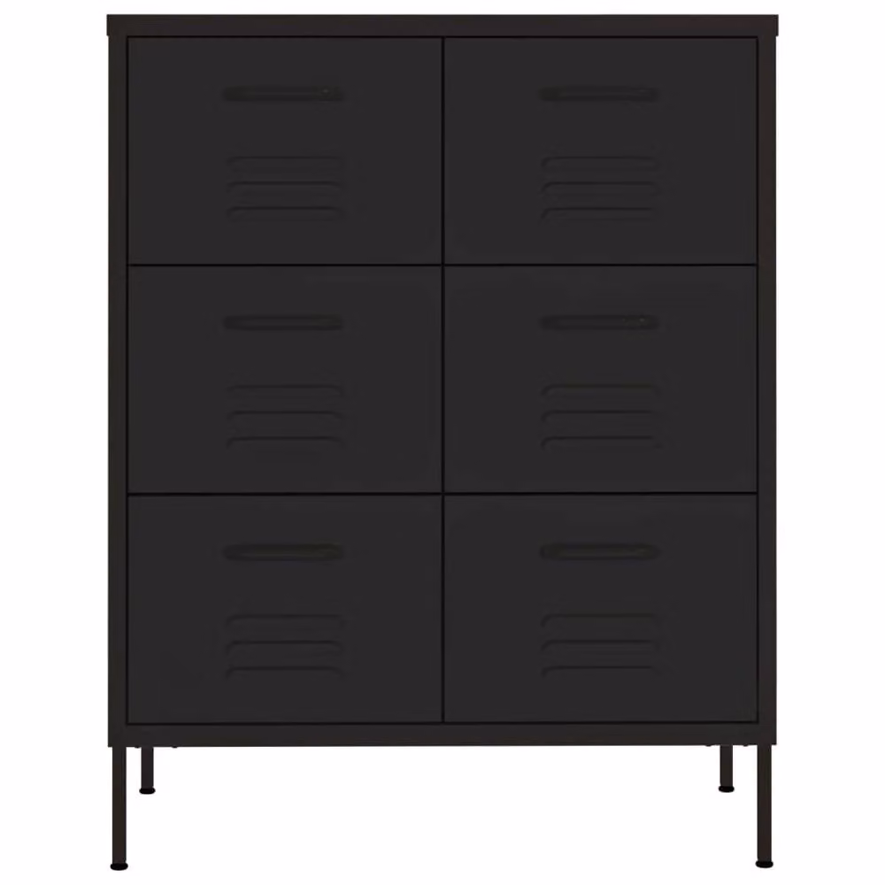 Berkfield Home Black Steel Drawer Cabinet W: 80 cm, D: 35 cm, H: 101.5 cm – 3