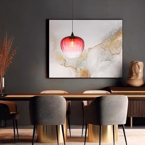 Globo Lighting Sander Dome Pendant Light with Red and Black Glass Shade, E27 – 2