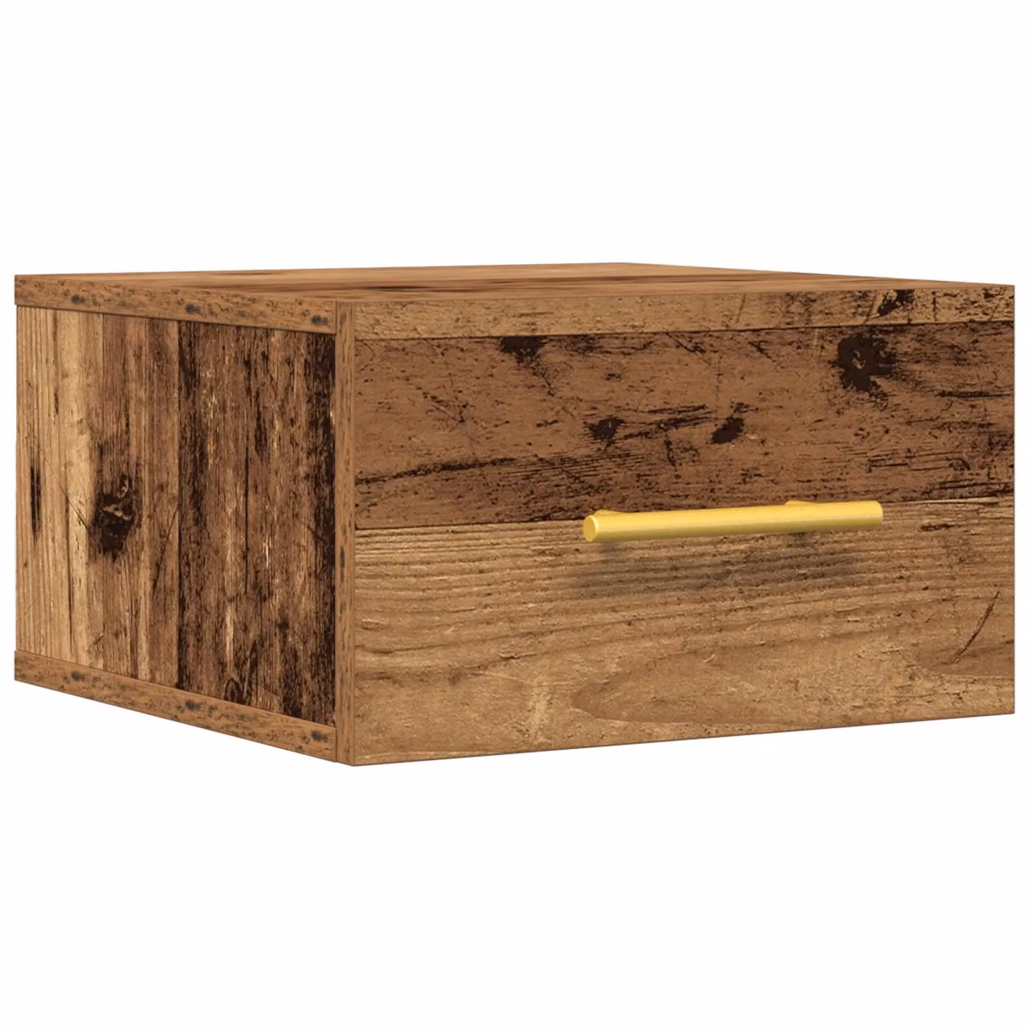 Berkfield Home Wall-Mounted Bedside Cabinet in Brown Old Wood, W/D/H: 35 x 35 x 20 cm – 2