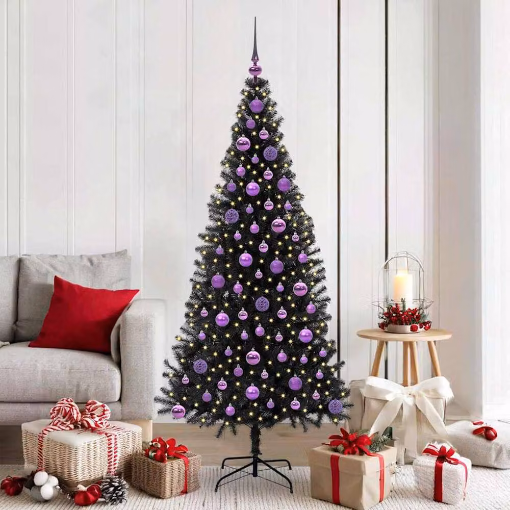 Berkfield Home Lush Christmas Tree with 300 LEDs and Stand, Black, Height: 180 cm – 2