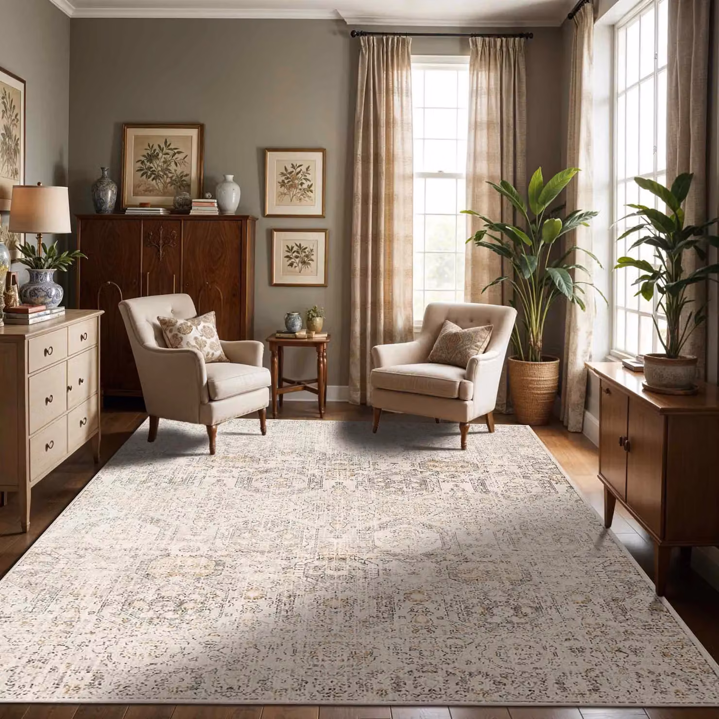 Livabliss Tan and Beige Vintage Boho Living Room Rug, W: 200 cm, D: 275 cm – 3