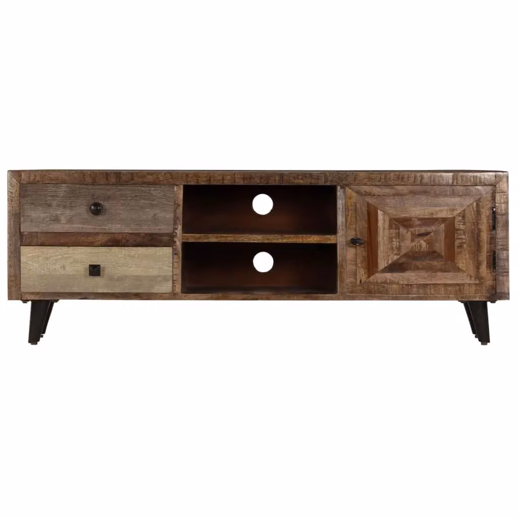 Berkfield Home Rustic Solid Mango Wood TV Cabinet in Brown, W/D/H: 118 x 40 x 40 cm – 2