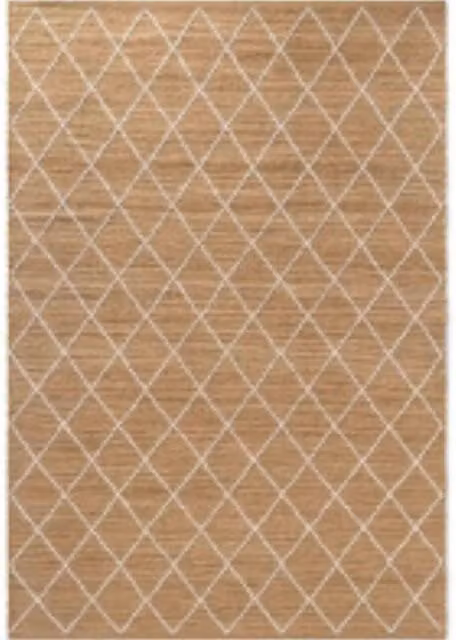 THE RUGS Kunu Handwoven Jute and Cotton Diamond Design Rug in Beige, W: 120 cm, L: 180 cm