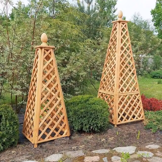 Primrose Wooden Garden Obelisk Support for Climbing Plants, Natural Brown, W: 50 cm, H: 150 cm