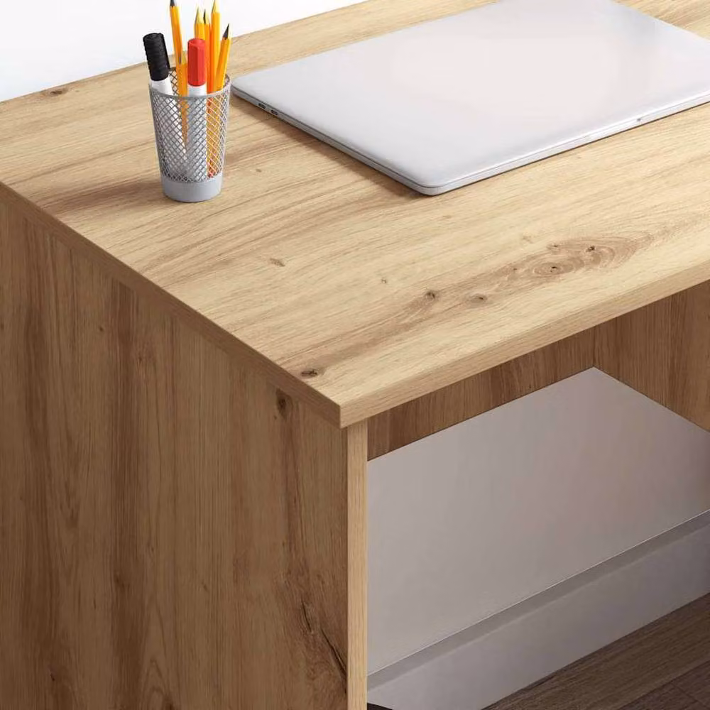 Berkfield Home Modern Writing Desk with Storage in Artisan Oak and Beige, W/D/H: 90 x 49.5 x 75 cm – 3