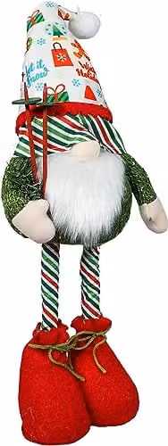Netagon Loki Scandinavian Christmas Gonk with Extending Legs in Green and Multicolour – 1
