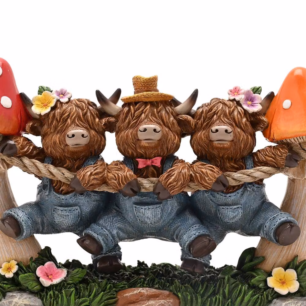Country Living Highland Cow Trio Multicolour Rustic Tabletop Animal Decor – 3