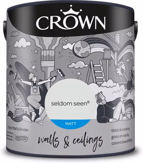 Crown Matt Breatheasy Emulsion Paint in Seldom Seen Grey
