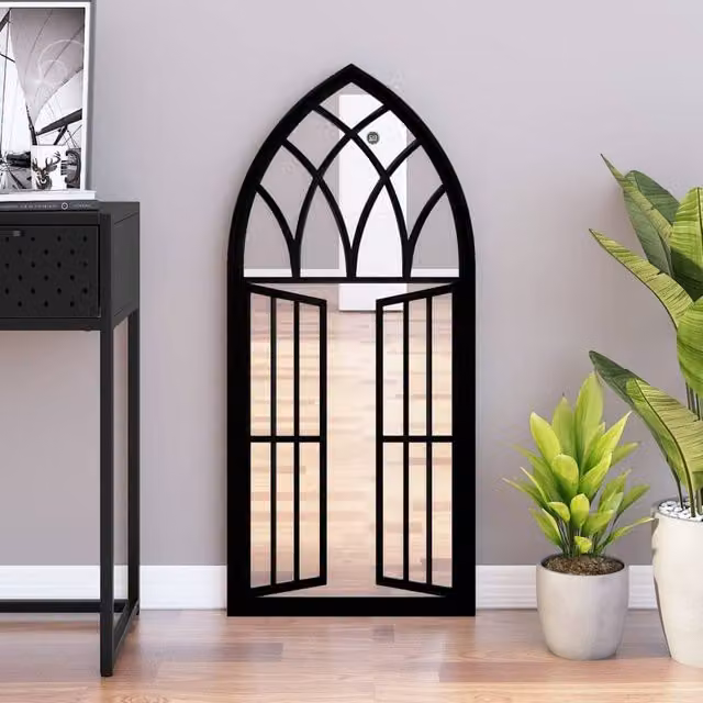 Berkfield Home Antique Black Rectangular Metal Wall Mirror W: 100 cm, H: 45 cm – 1