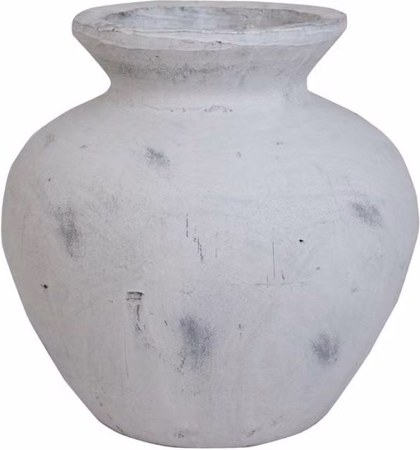 KDMD Antique White Ceramic Round Tabletop Vase, Height: 31 cm
