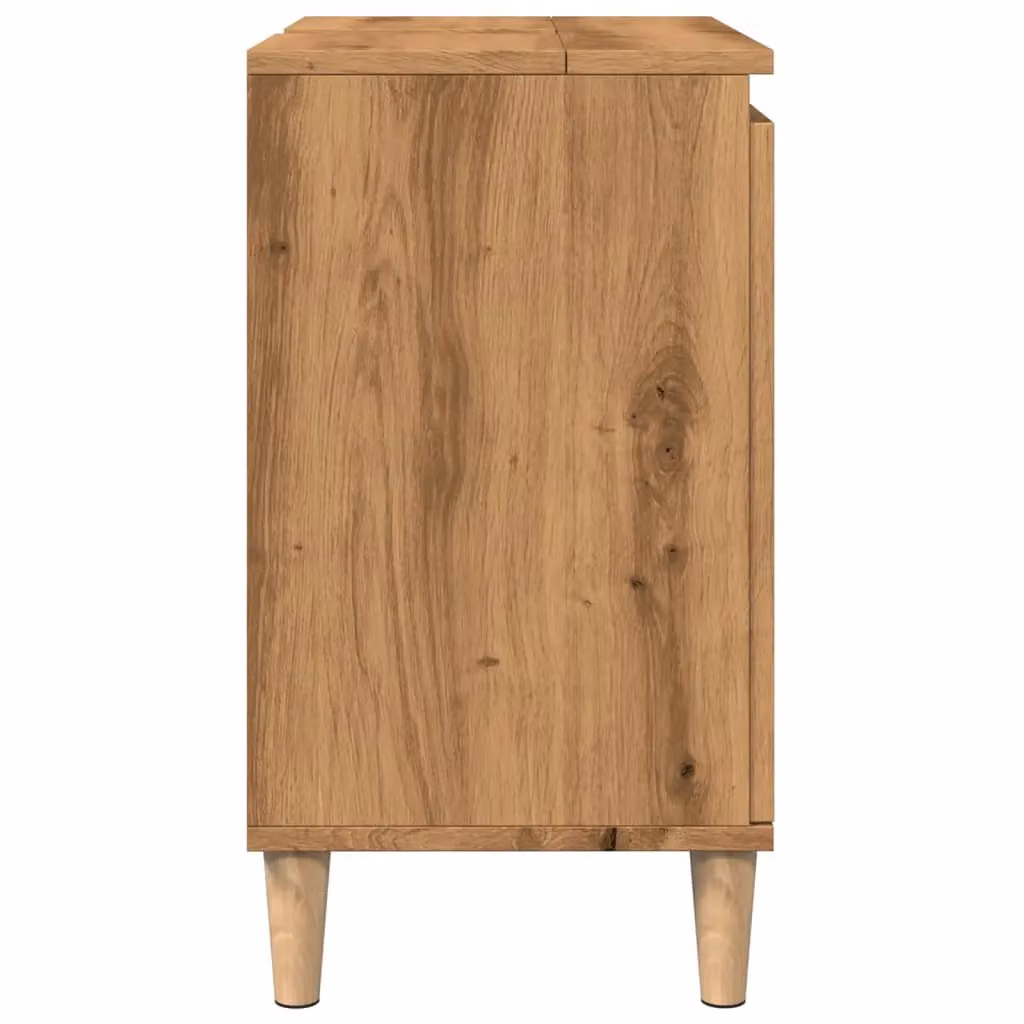 Berkfield Home Artisan Oak Sink Cabinet in Brown, W/D/H: 58 x 33 x 60 cm – 4
