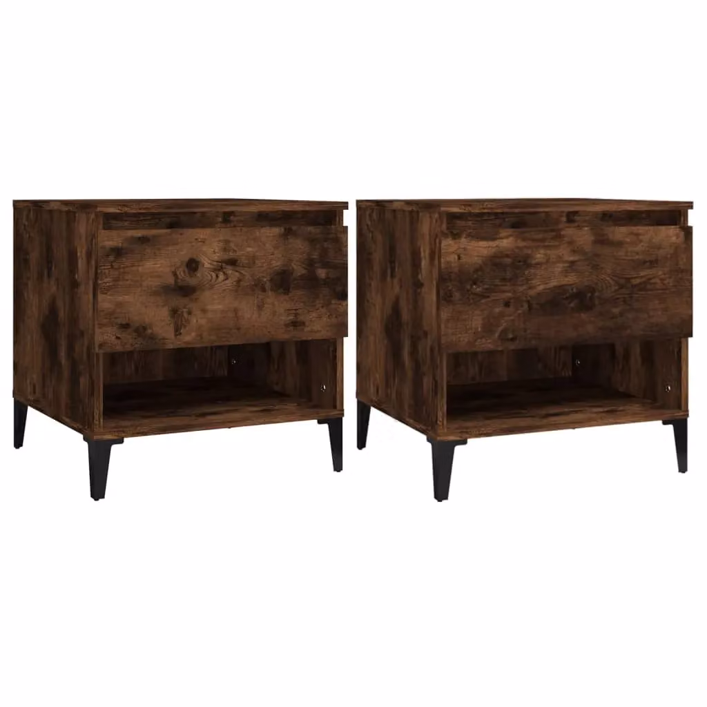 Berkfield Home Set of 2 Smoked Oak Side Tables in Brown, W/D/H: 50 x 46 x 50 cm – 2