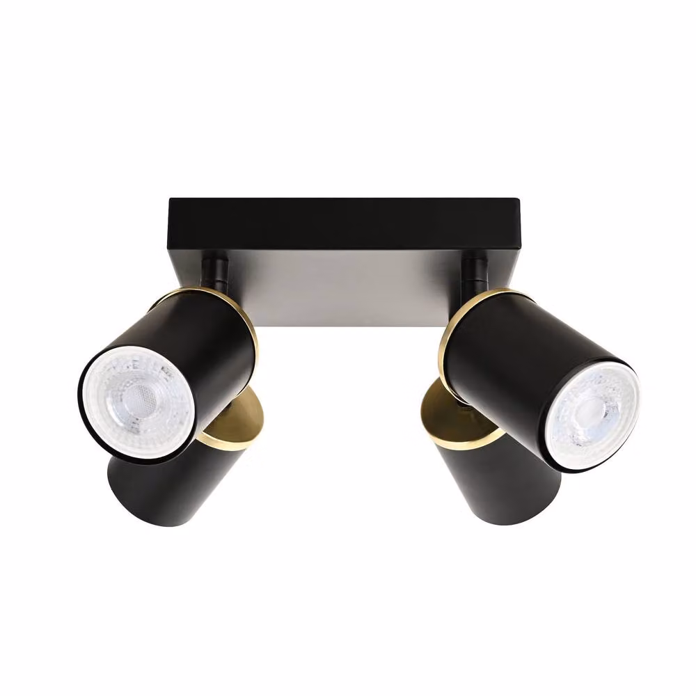 First Choice Lighting Larbert Set of 2 Black and Gold/Brass Adjustable LED Ceiling Spotlight Fittings – 2