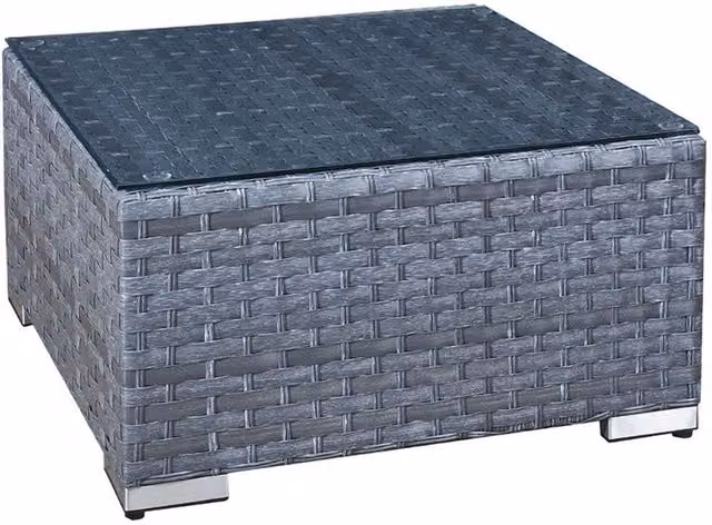 Oseasons Malta Rattan Coffee Table with Glass Top in Ocean Grey