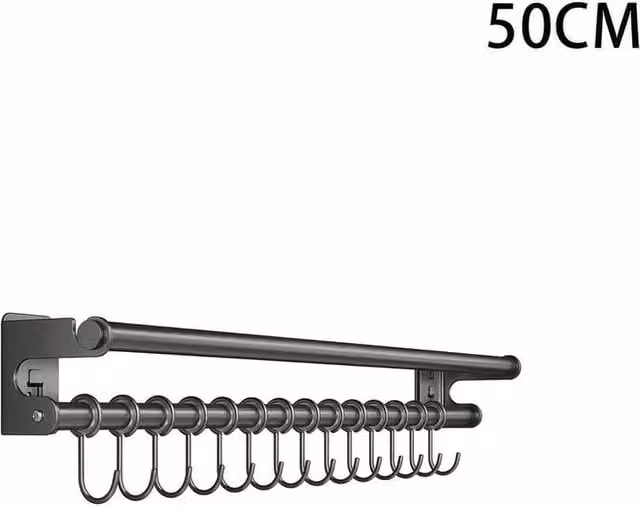 Kelvenix Wall Mounted Aluminium Coat Hook Rack in Grey, W: 52 cm
