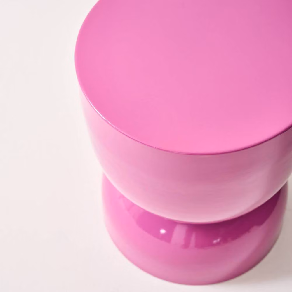 sweeek Round Metal Coffee Table, Side Table or Bedside Table with Glossy Pink Finish, W/D/H: 42.0 x 75.0 x 32.0 cm – 3