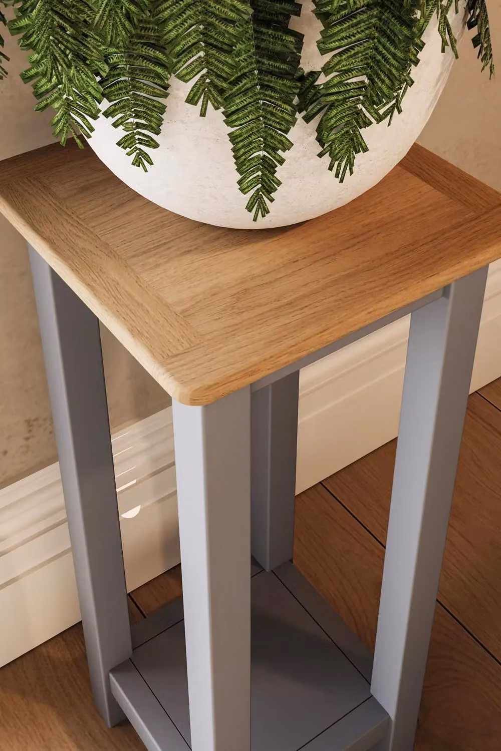 FWStyle Dove Grey End Side Table with Oak Top, W/D/H: 55 x 27 x 24 cm – 4