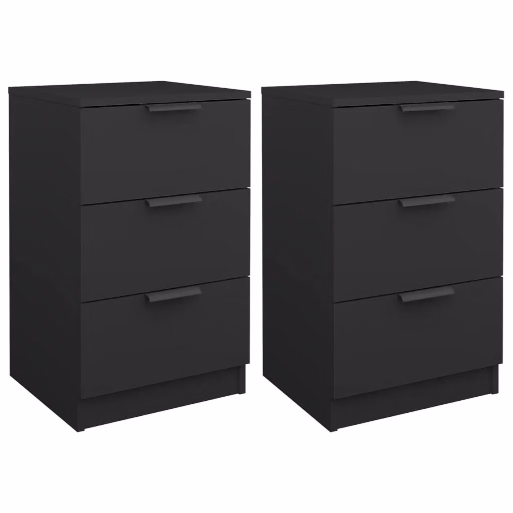 Berkfield Home Set of 2 Black Modern Bedside Cabinets, W/D/H: 40 x 36 x 65 cm – 2