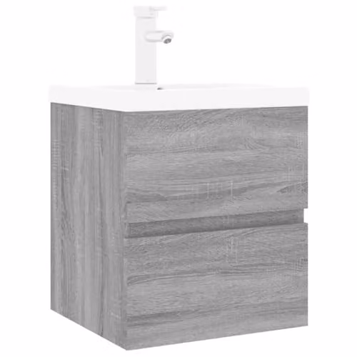 vidaXL Grey Sonoma Sink Cabinet with Built-in Basin and Drawers W/D/H: 45.0 x 38.5 x 76.7 cm
