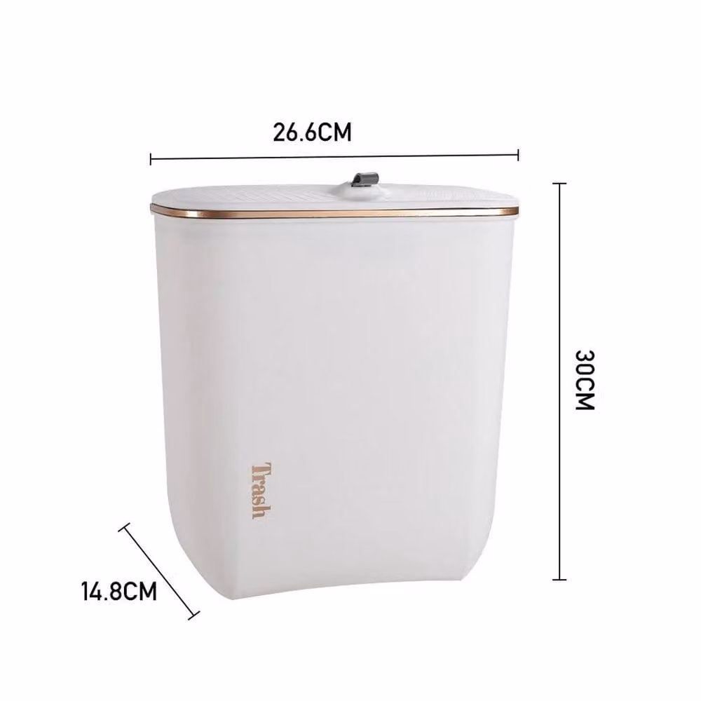 NESTLUNE White Wall Mounted Plastic Kitchen Waste Bin with Flip Lid, W/D/H: 26.6 x 14.8 x 30 cm – 2