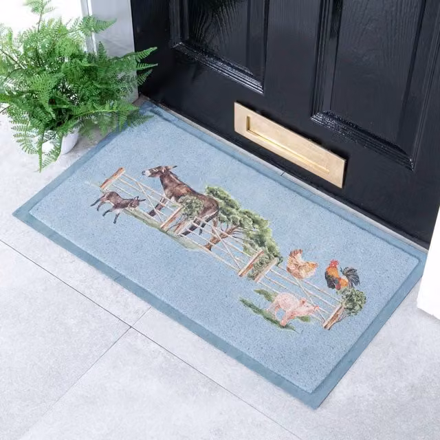 Artsy Mats Donkey Farm Yard Doormat, Multicolour, W: 70 cm, D: 40 cm