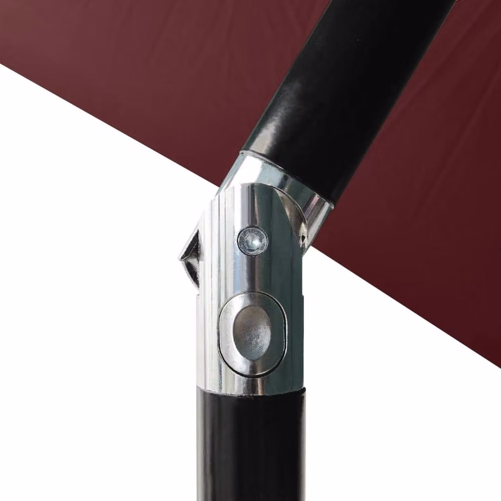 Berkfield Home Parasol with LEDs and Steel Pole, Bordeaux Red, W: 300 cm, D: 200 cm – 2