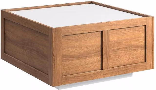 KEEPREAPER Stylish Square Coffee Table with 2 Storage Drawers in Brown – 1
