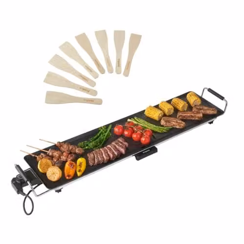 Emperial Black Electric Teppanyaki BBQ Grill with 2000W Non-Stick Smooth Plate and Adjustable Temperature Control, W/D/H: 90 x 23 x 10 cm – 1