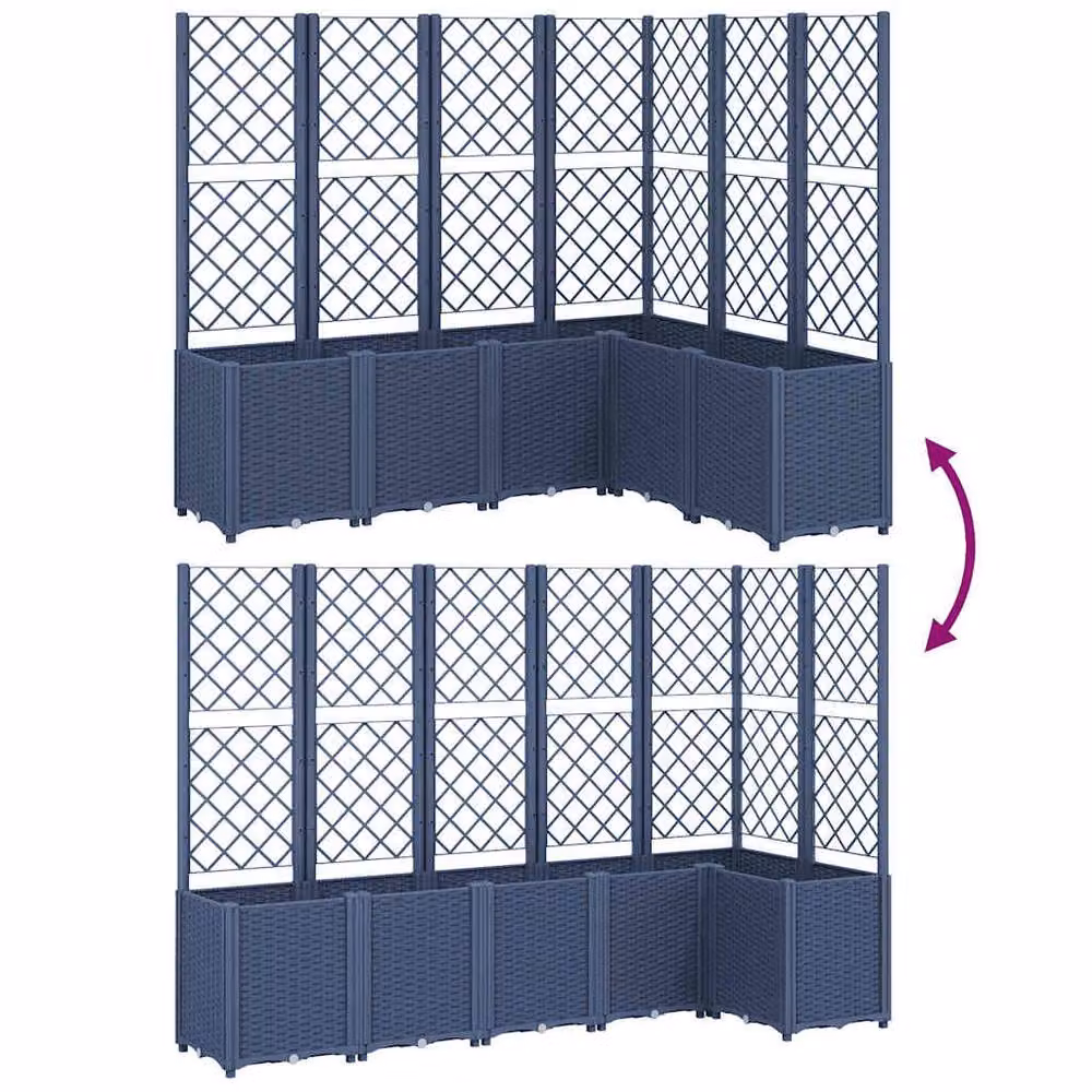 Berkfield Home Garden Planter with Trellis in Blue Grey, W/D/H: 160 x 120 x 140 cm – 6