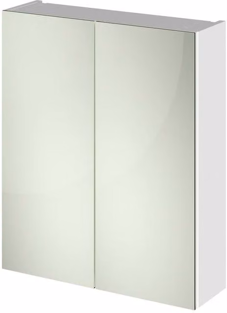 Balterley Gloss White 50/50 Split Mirrored Bathroom Cabinet with Soft Close Hinged Doors