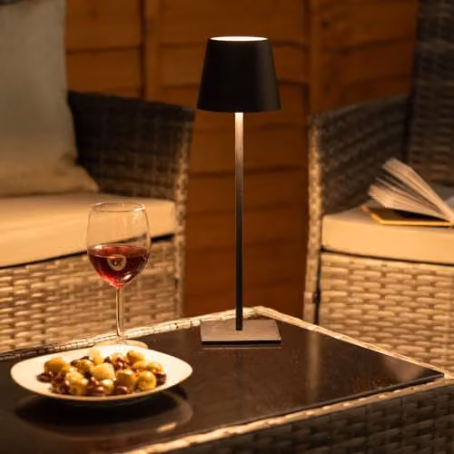ValueLights Black Wireless Portable Rechargeable LED Touch Table Lamp with Dimmer and USB Port, IP54 Outdoor/Indoor Modern Cylinder Light – 4