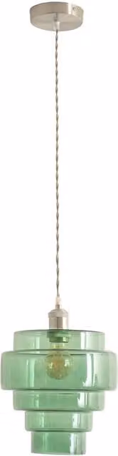 ValueLights Lane 5 Tier Layered Green Glass and Brushed Chrome Pendant Ceiling Light