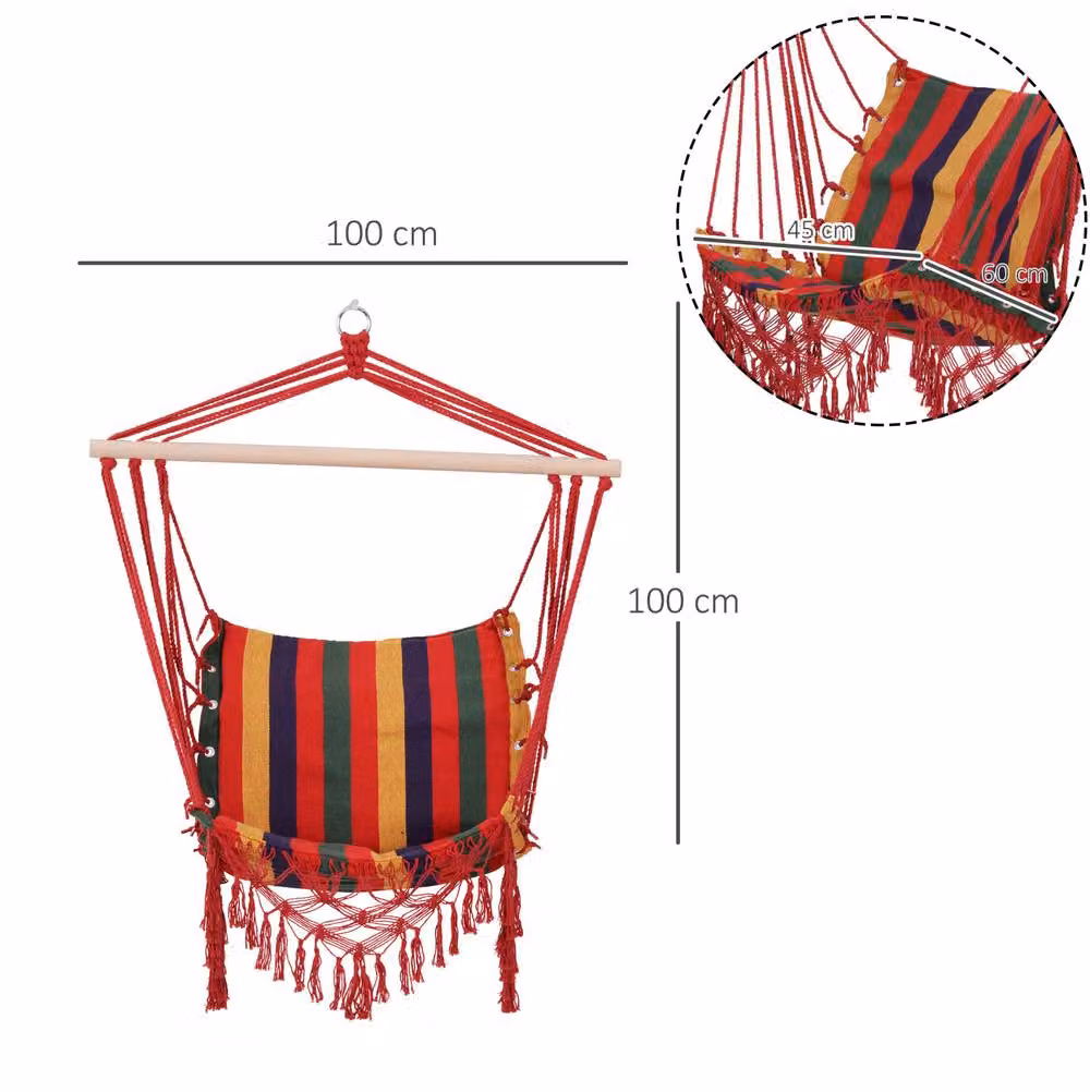 STILVORA Multicolour Striped Boho Hanging Chair with Tassels for Indoor and Outdoor Use – 2