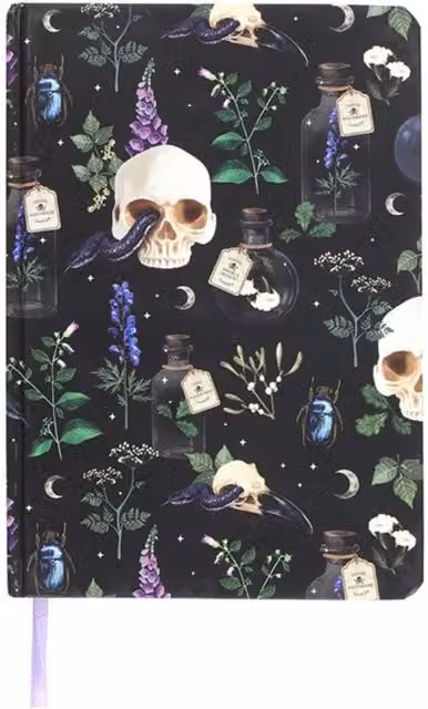 Venom Vines A5 Hardcover Notebook with Gothic Skull and Serpent Design, Lined Pages, Black
