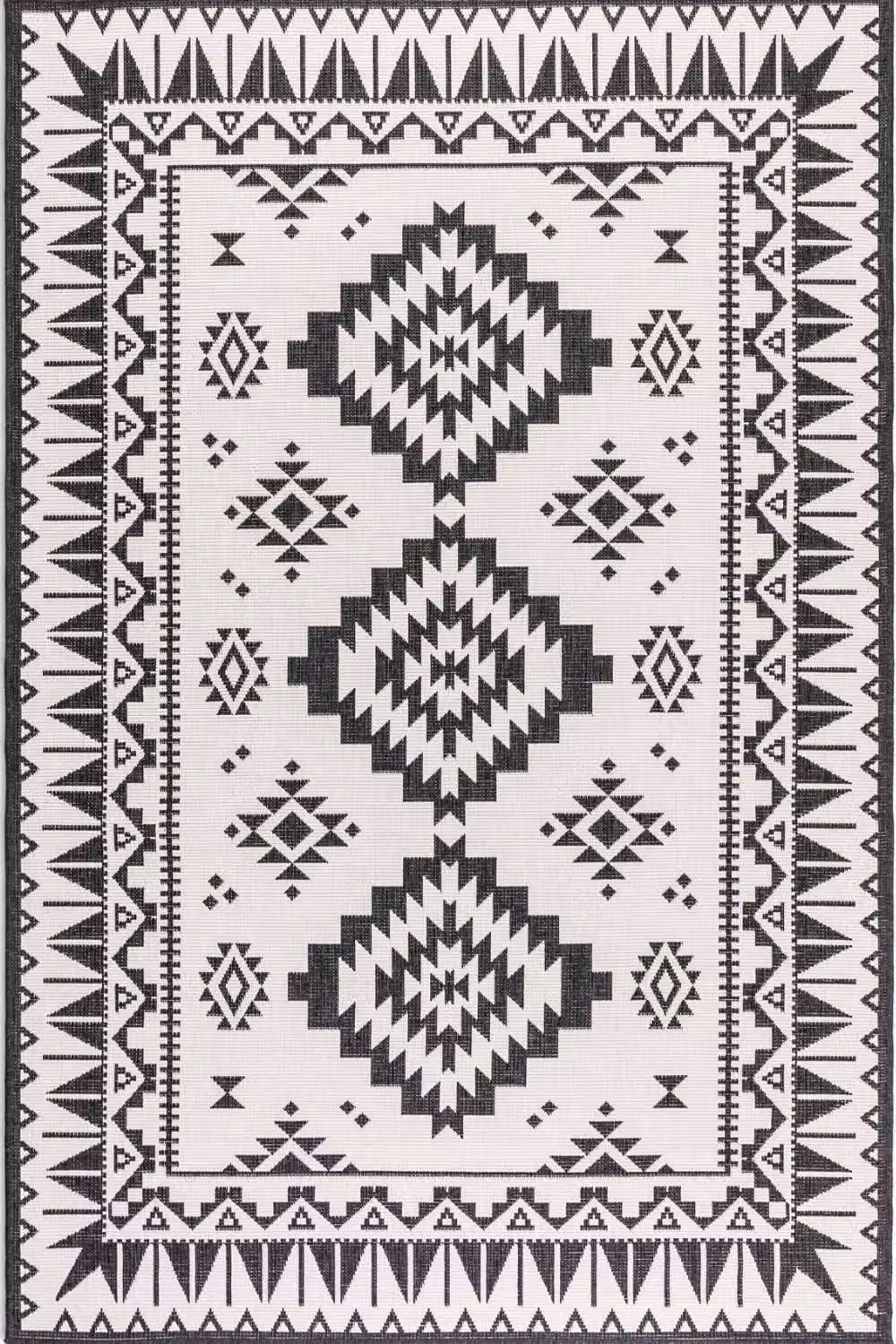 THE RUGS Dynamic Reversible Oriental Indoor and Outdoor Polypropylene Rug in Black, W: 160 cm, D: 230 cm – 2