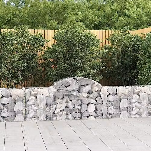 vidaXL Arched Gabion Baskets, 14 Piece Set, Silver Galvanised Steel, W/D/H: 200 x 30 x 60/80 cm – 2