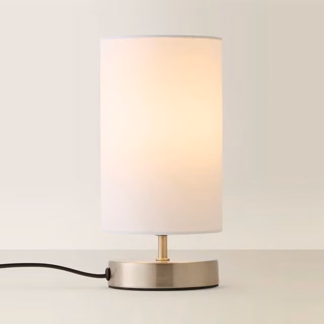 Francis Touch Table Lamp in Silver and White with Chrome Metal Base