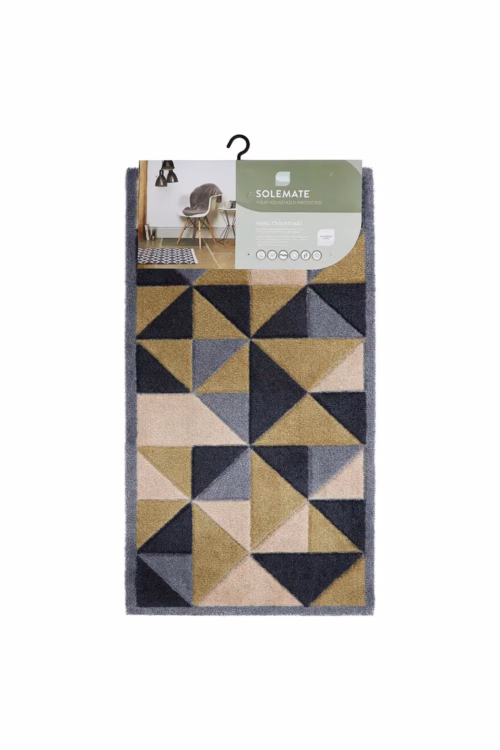 JVL Solemate Hand Carved Trimetric Doormat, Beige and Brown, W: 57 cm, D: 100 cm – 6