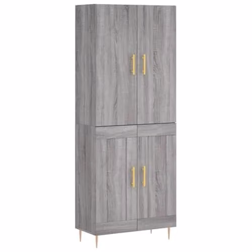 vidaXL Grey Sonoma Highboard in Engineered Wood, W/D/H: 69.5 x 34 x 180 cm – 1