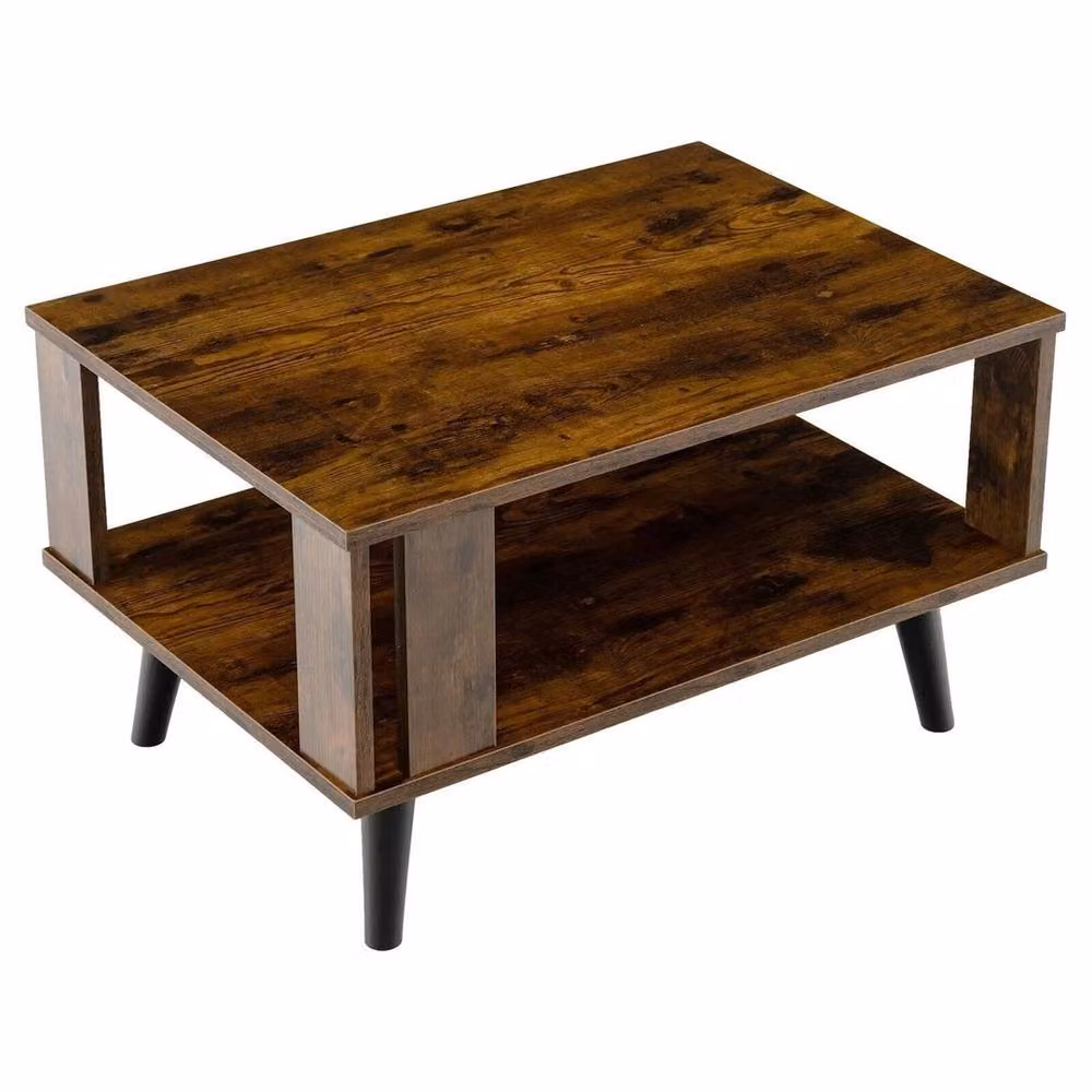 KORVIXA Industrial 2-Tier Coffee Table in Brown, Width: 100 cm – 4