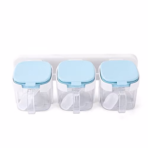 JINGYAN 3-Piece Wall-Mounted Spice Shaker Set in Blue