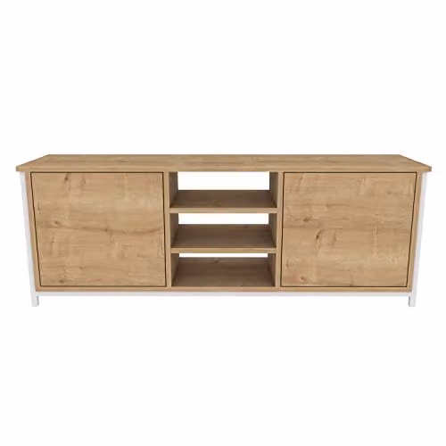 DECOROTIKA Otis Modern TV Unit in White, Gold and Anthracite, W: 140 cm, D: 35 cm, H: 51 cm