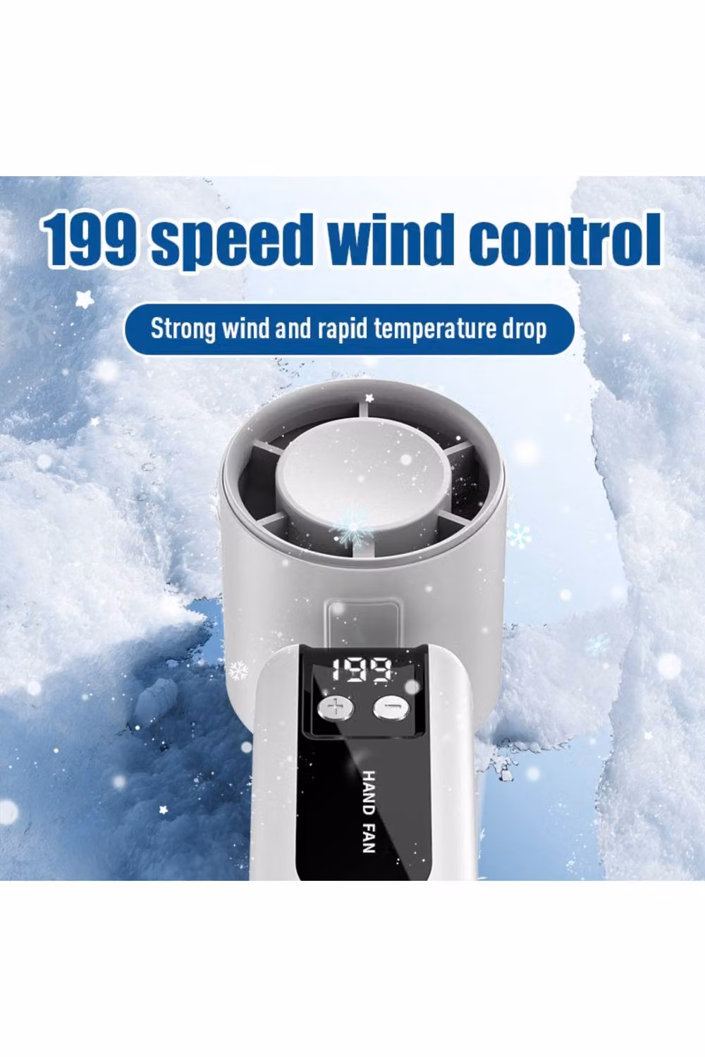 Dyzi Portable Handheld Cooling Fan with 2000mAh Battery and USB-C Charging, White – 2