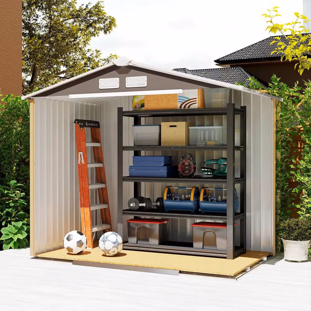 Rolipo Polypropylene Garden Shed with Air Vents, Steel Grey, W/D/H: 213.36 x 121.92 x 185 cm – 6