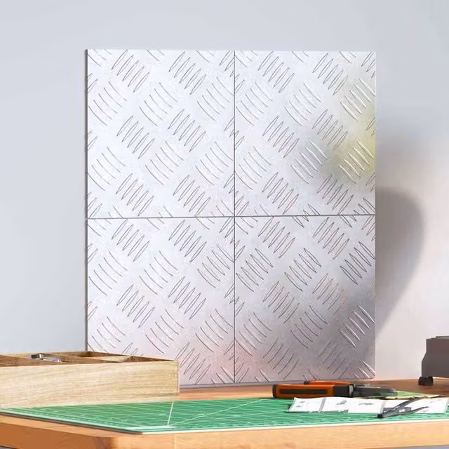 Berkfield Home Anti-Slip Aluminium Checker Plate Sheets, Silver, 4 Pack, W/D: 20 x 20 cm – 1